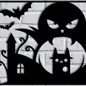 Intra απο ξύλο plywood 3mm-4mm πάχος -  με λέιζερ μεταλλικού τοίχου Halloween Δίασταση 40x50 cm INTRAFABR-116092257