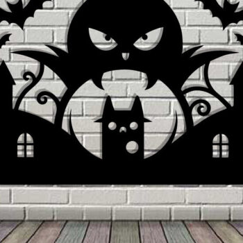 Intra απο ξύλο plywood 3mm-4mm πάχος -  με λέιζερ μεταλλικού τοίχου Halloween Δίασταση 40x50 cm INTRAFABR-116092257 - Image 3