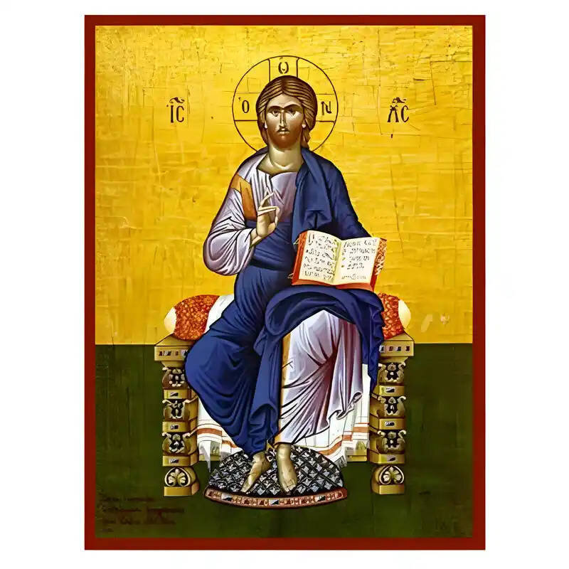 Εικόνα Ορθοδοξίας με περίγραμμα χρυσό σε ξύλο Φλαμουρίας  με  βάση Εικόνα Χριστός Ευλογών Χειροποίητη Ελληνορθόδοξη , Κρεμαστή πλάκα βυζαντινής τέχνης, χριστιανική τέχνη Διάσταση 10x7 cm (3,9 x 2,8 ίντσες) INTRAEK-670769