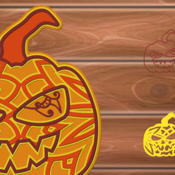 Intra απο ξύλο plywood 3mm-4mm πάχος - Αποκοπή υ  πολλαπλών επιπέδων Halloween Δίασταση 15x15 cm INTRAFABR-14514150 - Image 1