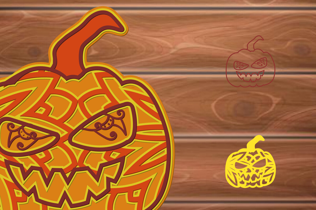 Intra απο ξύλο plywood 3mm-4mm πάχος - Αποκοπή υ  πολλαπλών επιπέδων Halloween Δίασταση 15x15 cm INTRAFABR-14514150