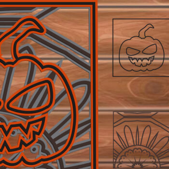 Intra απο ξύλο plywood 3mm-4mm πάχος - Αποκοπή υ  πολλαπλών επιπέδων Halloween Δίασταση 15x15 cm INTRAFABR-14513161 - Image 1