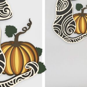 Intra απο ξύλο plywood 3mm-4mm πάχος - Γάτα και κολοκύθα μούμια αποκριών Δίασταση 6x6 cm INTRAFABR-37271062