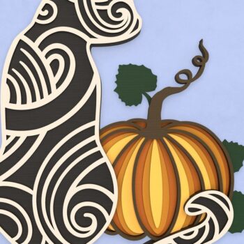 Intra απο ξύλο plywood 3mm-4mm πάχος - Γάτα και κολοκύθα μούμια αποκριών Δίασταση 6x6 cm INTRAFABR-37271062 - Image 2