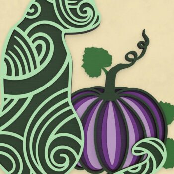 Intra απο ξύλο plywood 3mm-4mm πάχος - Γάτα και κολοκύθα μούμια αποκριών Δίασταση 6x6 cm INTRAFABR-37271062 - Image 3