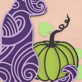 Intra απο ξύλο plywood 3mm-4mm πάχος - Γάτα και κολοκύθα μούμια αποκριών Δίασταση 6x6 cm INTRAFABR-37271062 - Image 5