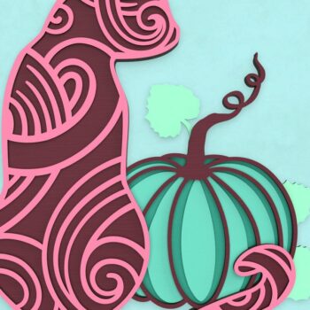 Intra απο ξύλο plywood 3mm-4mm πάχος - Γάτα και κολοκύθα μούμια αποκριών Δίασταση 6x6 cm INTRAFABR-37271062 - Image 6