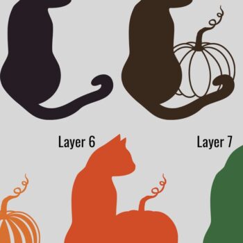 Intra απο ξύλο plywood 3mm-4mm πάχος - Γάτα και κολοκύθα μούμια αποκριών Δίασταση 6x6 cm INTRAFABR-37271062 - Image 7