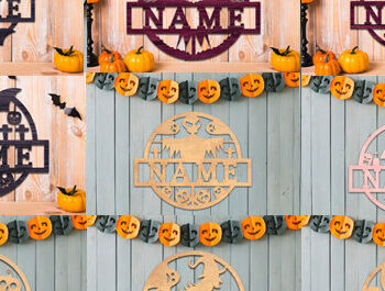 Intra απο ξύλο plywood 3mm-4mm πάχος - Πακέτο λέιζερ για το όνομα του Halloween Δίασταση 15x15 cm INTRAFABR-76427349 - Image 1