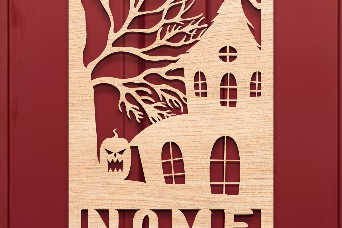Intra απο ξύλο plywood 3mm-4mm πάχος - Halloween Name Sign Laser Cut  Δίασταση 15x15 cm INTRAFABR-106053853