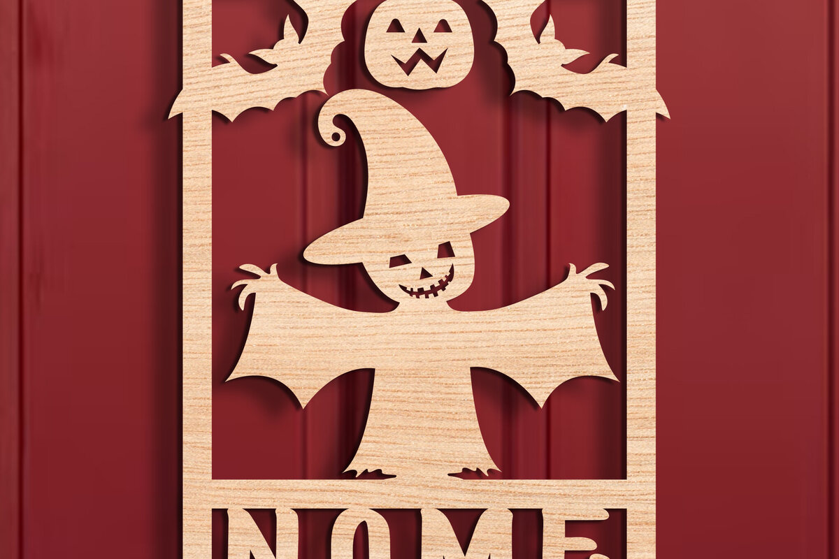 Intra απο ξύλο plywood 3mm-4mm πάχος - Halloween Name Sign Laser Cut  Δίασταση 15x15 cm INTRAFABR-106053864
