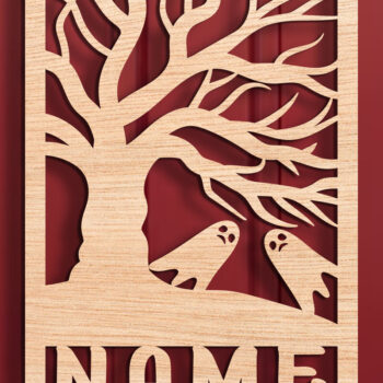 Intra απο ξύλο plywood 3mm-4mm πάχος - Halloween Name Sign Laser Cut Δίασταση 15x15 cm INTRAFABR-106053870 - Image 1