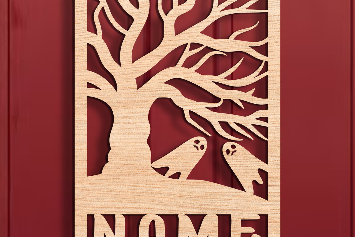 Intra απο ξύλο plywood 3mm-4mm πάχος - Halloween Name Sign Laser Cut  Δίασταση 15x15 cm INTRAFABR-106053870