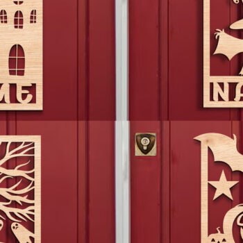 Intra απο ξύλο plywood 3mm-4mm πάχος - Σετ λέιζερ κοπής  με όνομα Halloween Δίασταση 15x15 cm INTRAFABR-106056139 - Image 1