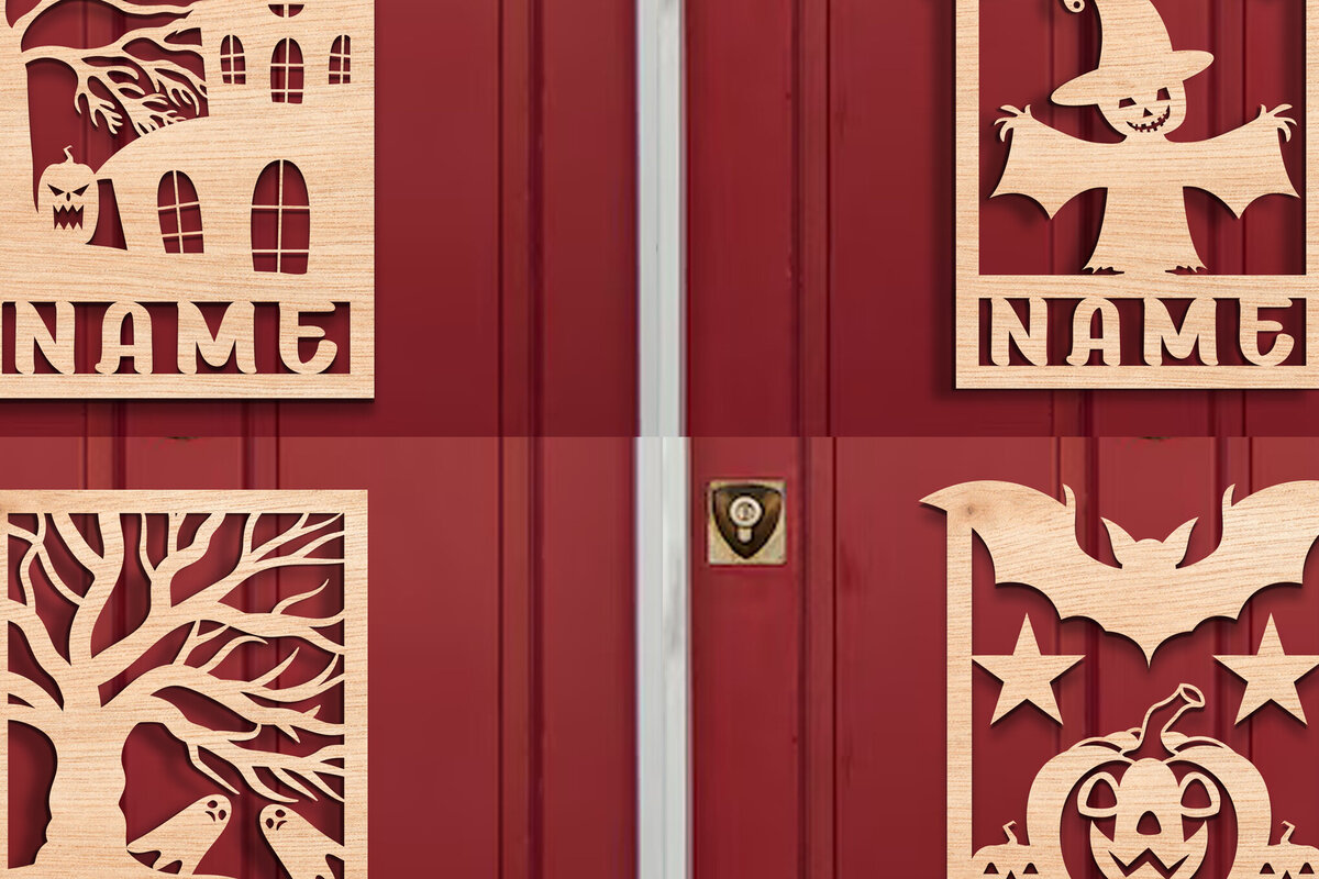 Intra απο ξύλο plywood 3mm-4mm πάχος - Σετ λέιζερ κοπής  με όνομα Halloween Δίασταση 15x15 cm INTRAFABR-106056139