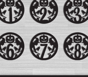 Intra απο ξύλο plywood 3mm-4mm πάχος - Σχέδιο  με λέιζερ αποκριάτικων αριθμών Δίασταση 15x15 cm INTRAFABR-76934132