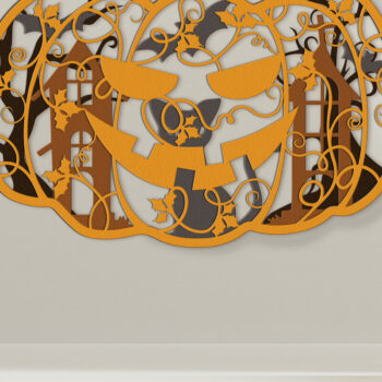 Intra απο ξύλο plywood 3mm-4mm πάχος - Διακοσμημένο πρότυπο κολοκύθας αποκριών Δίασταση 19x12 cm INTRAFABR-105957668 - Image 2