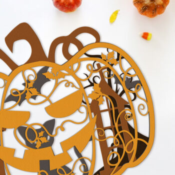 Intra απο ξύλο plywood 3mm-4mm πάχος - Διακοσμημένο πρότυπο κολοκύθας αποκριών Δίασταση 19x12 cm INTRAFABR-105957668 - Image 3