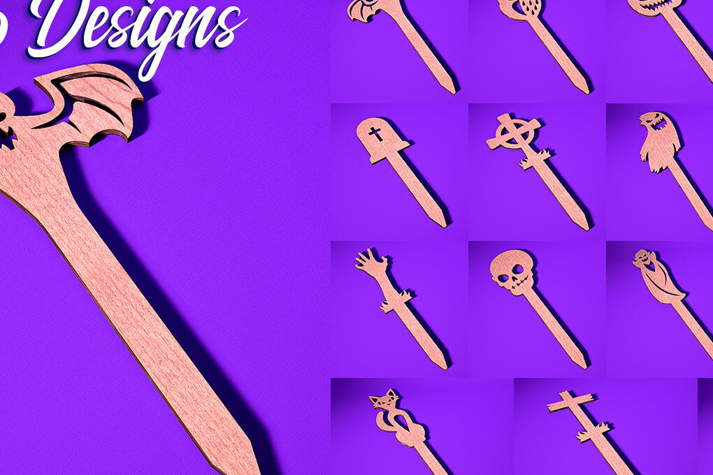 Intra απο ξύλο plywood 3mm-4mm πάχος - Halloween Plant Stakes Cut Laser  Δίασταση 15x15 cm INTRAFABR-73280050