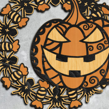 Intra απο ξύλο plywood 3mm-4mm πάχος - Κρεμάστρα πόρτας κολοκύθας αποκριών Δίασταση 12x12 cm INTRAFABR-106563829 - Image 1