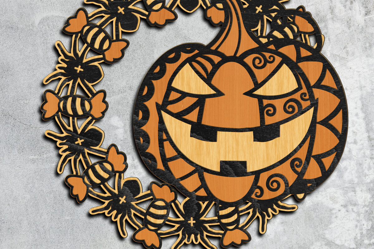 Intra απο ξύλο plywood 3mm-4mm πάχος - Κρεμάστρα πόρτας κολοκύθας αποκριών Δίασταση 12x12 cm INTRAFABR-106563829