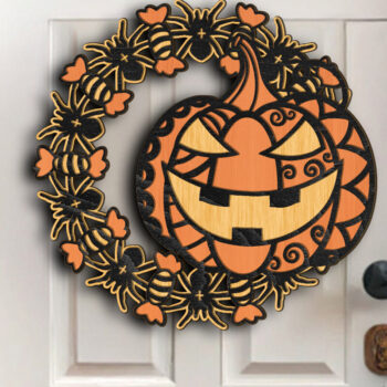 Intra απο ξύλο plywood 3mm-4mm πάχος - Κρεμάστρα πόρτας κολοκύθας αποκριών Δίασταση 12x12 cm INTRAFABR-106563829 - Image 2