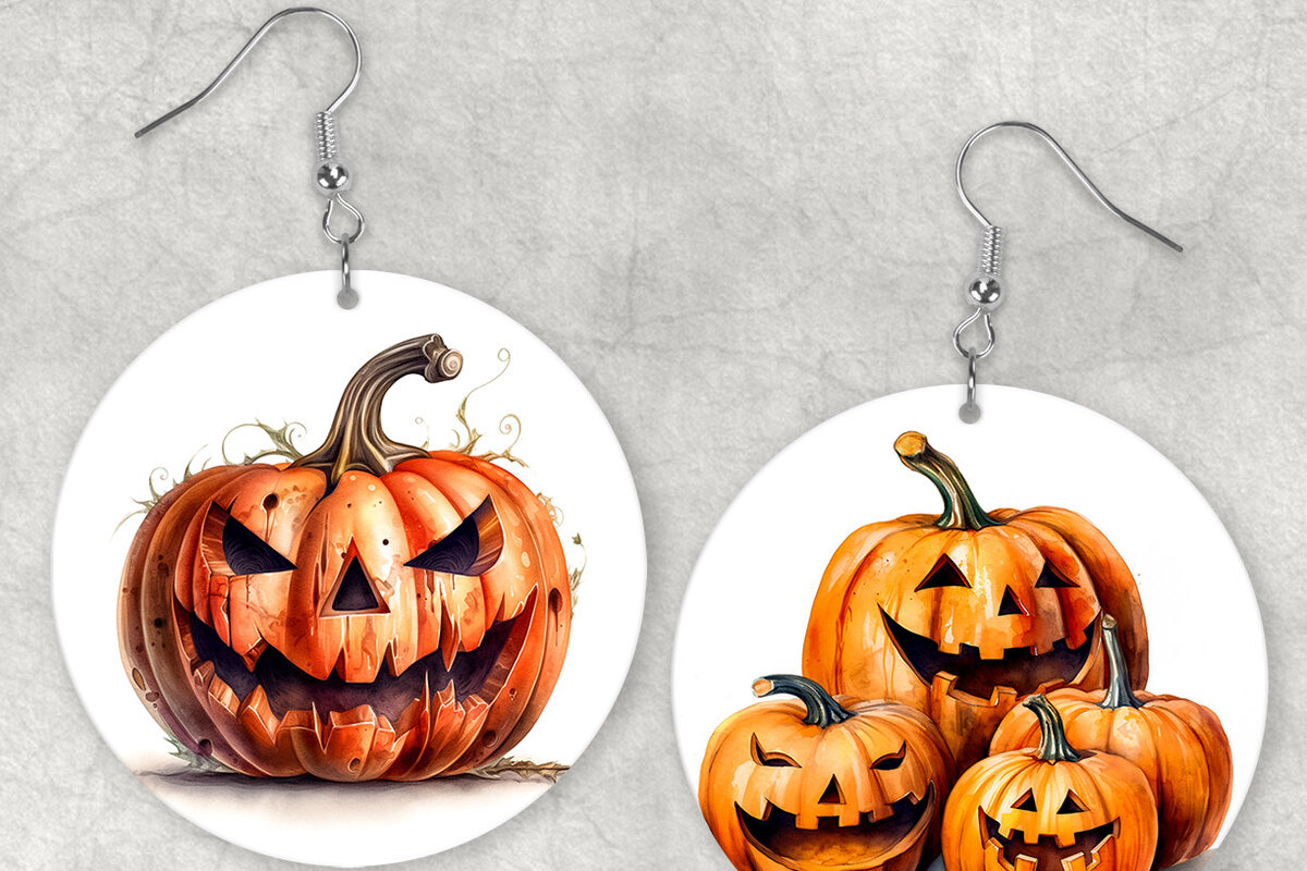 Intra απο ξύλο plywood 3mm-4mm πάχος - Εξάχνωση σκουλαρίκι κολοκύθας αποκριών Δίασταση 3x3 cm INTRAFABR-69627429