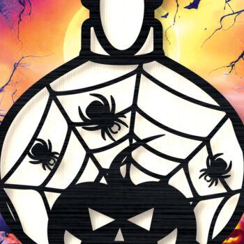 Intra απο ξύλο plywood 3mm-4mm πάχος - Κολοκύθα αποκριών σε βάζο με λέιζερ  Δίασταση 15x15 cm INTRAFABR-104537880 - Image 2