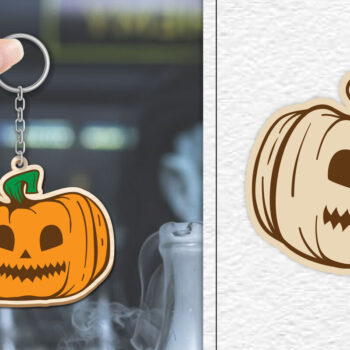 Intra απο ξύλο plywood 3mm-4mm πάχος - Κόψιμο με λέιζερ με μπρελόκ αποκριών κολοκύθας Δίασταση 4x4 cm INTRAFABR-101186136 - Image 1