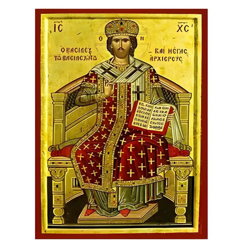Εικόνα Ορθοδοξίας με περίγραμμα χρυσό σε ξύλο Φλαμουρίας  με  βάση Εικόνα Χριστός Μέγας Αρχιερεύς Χειροποίητη Ελληνορθόδοξη , Κρεμαστή πλάκα βυζαντινής τέχνης, χριστιανική τέχνη Διάσταση 10x7 cm (3,9 x 2,8 ίντσες) INTRAEK-670758