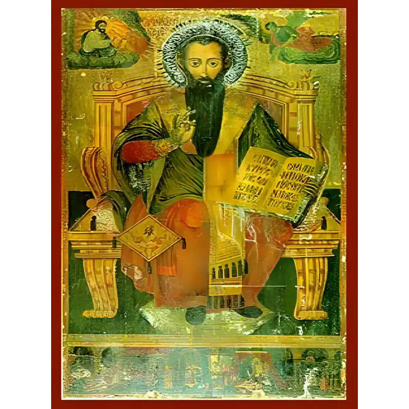 Εικόνα Ορθοδοξίας με περίγραμμα χρυσό σε ξύλο Φλαμουρίας  με  βάση Εικόνα ΑΓΙΟΣ ΒΑΣΙΛΕΙΟΣ Ο ΜΕΓΑΣ, ΑΡΧΙΕΠΙΣΚΟΠΟΣ ΚΑΙΣΑΡΕΙΑΣ, ΚΑΠΠΑΔΟΚΙΑ, ΕΝΘΡΟΝΟΣ Χειροποίητη Ελληνορθόδοξη εικόνα του Ιησού Χριστού, Κρεμαστή πλάκα βυζαντινής τέχνης, χριστιανική τέχνη Διάσταση 40x30 cm (10,2x7,9 ίντσες)  INTRAEK-1447757864986