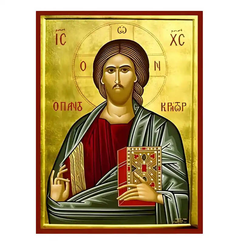 Εικόνα Ορθοδοξίας με περίγραμμα χρυσό σε ξύλο Φλαμουρίας  με  βάση Εικόνα Χριστός Παντοκράτωρ Χειροποίητη Ελληνορθόδοξη , Κρεμαστή πλάκα βυζαντινής τέχνης, χριστιανική τέχνη Διάσταση 10x7 cm (3,9 x 2,8 ίντσες) INTRAEK-670734