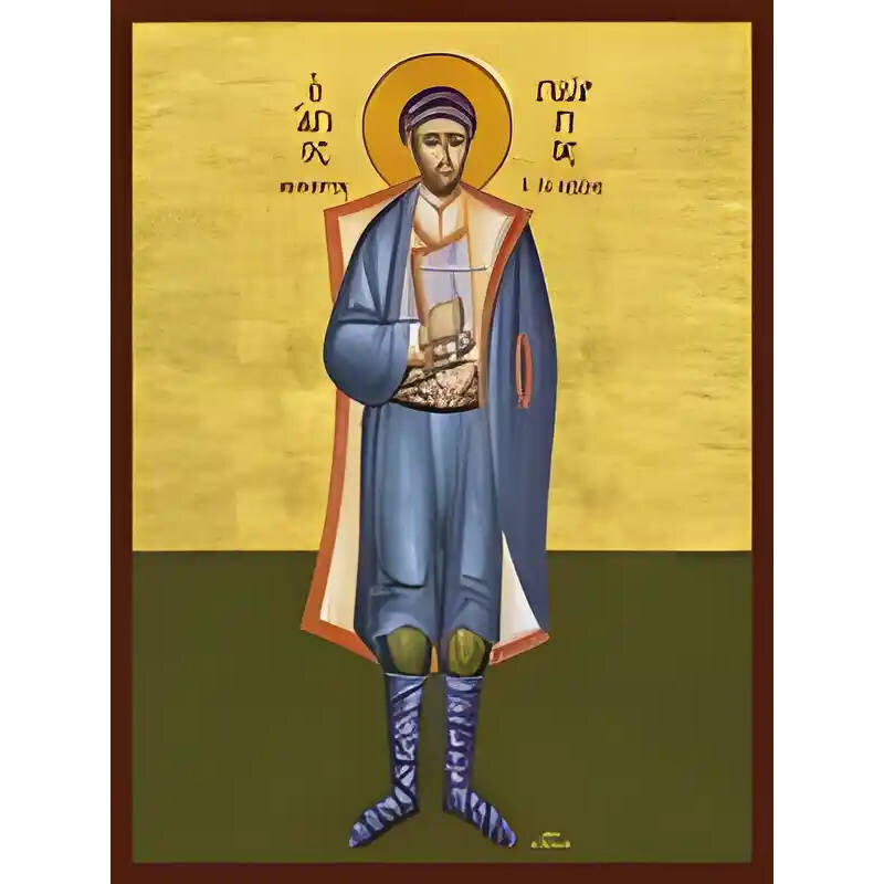 Εικόνα Ορθοδοξίας με περίγραμμα χρυσό σε ξύλο Φλαμουρίας  με  βάση Εικόνα ΑΓΙΟΣ ΓΕΩΡΓΙΟΣ ΝΕΟΜΑΡΤΥΣ, ΕΞ ΑΛΙΚΙΑΝΟΥ ΚΥΔΩΝΙΑΣ, ΚΡΗΤΗ, ΟΛΟΣΩΜΟΣ Χειροποίητη Ελληνορθόδοξη εικόνα του Ιησού Χριστού, Κρεμαστή πλάκα βυζαντινής τέχνης, χριστιανική τέχνη Διάσταση 40x30 cm (10,2x7,9 ίντσες)  INTRAEK-1447757864962