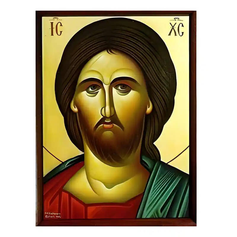 Εικόνα Ορθοδοξίας με περίγραμμα χρυσό σε ξύλο Φλαμουρίας  με  βάση Εικόνα Χριστός, Προτομή Χειροποίητη Ελληνορθόδοξη , Κρεμαστή πλάκα βυζαντινής τέχνης, χριστιανική τέχνη Διάσταση 10x7 cm (3,9 x 2,8 ίντσες) INTRAEK-670723
