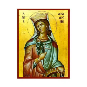 Εικόνα Ορθοδοξίας με περίγραμμα χρυσό σε ξύλο Φλαμουρίας  με  βάση Εικόνα Αγία Αικατερίνη Χειροποίητη Ελληνορθόδοξη , Κρεμαστή πλάκα βυζαντινής τέχνης, χριστιανική τέχνη Διάσταση 10x7 cm (3,9 x 2,8 ίντσες) INTRAEK-670704 - Image 1