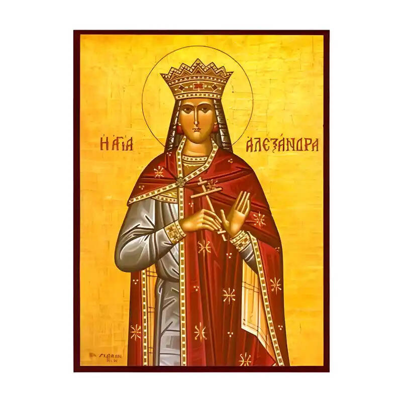 Εικόνα Ορθοδοξίας με περίγραμμα χρυσό σε ξύλο Φλαμουρίας  με  βάση Εικόνα Αγία Αλεξάνδρα Χειροποίητη Ελληνορθόδοξη , Κρεμαστή πλάκα βυζαντινής τέχνης, χριστιανική τέχνη Διάσταση 10x7 cm (3,9 x 2,8 ίντσες) INTRAEK-670696
