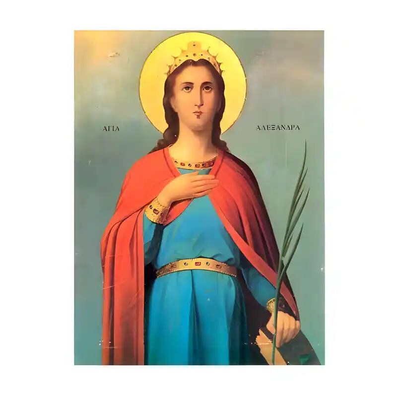 Εικόνα Ορθοδοξίας με περίγραμμα χρυσό σε ξύλο Φλαμουρίας  με  βάση Εικόνα Αγία Αλεξάνδρα Χειροποίητη Ελληνορθόδοξη , Κρεμαστή πλάκα βυζαντινής τέχνης, χριστιανική τέχνη Διάσταση 10x7 cm (3,9 x 2,8 ίντσες) INTRAEK-670695