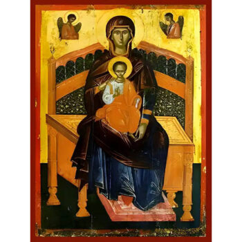 Εικόνα Ορθοδοξίας με περίγραμμα χρυσό σε ξύλο Φλαμουρίας με βάση Εικόνα ΠΑΝΑΓΙΑ ΜΕ ΧΡΙΣΤΟ, ΠΛΑΤΥΤΕΡΑ ΕΝΘΡΟΝΟΣ, ΚΥΡΙΑ ΤΩΝ ΑΓΓΕΛΩΝ Χειροποίητη Ελληνορθόδοξη εικόνα του Ιησού Χριστού, Κρεμαστή πλάκα βυζαντινής τέχνης, χριστιανική τέχνη Διάσταση 15x11 cm (5,9x4,3 ίντσες) INTRAEK-337757864204 - Image 1