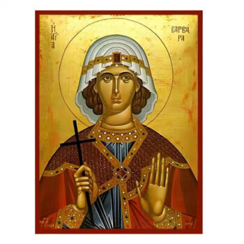 Εικόνα Ορθοδοξίας με περίγραμμα χρυσό σε ξύλο Φλαμουρίας με βάση Εικόνα Αγία Βαρβάρα Χειροποίητη Ελληνορθόδοξη , Κρεμαστή πλάκα βυζαντινής τέχνης, χριστιανική τέχνη Διάσταση 10x7 cm (3,9 x 2,8 ίντσες) INTRAEK-670665 - Image 1