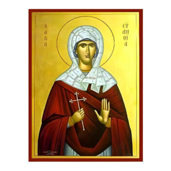 Εικόνα Ορθοδοξίας με περίγραμμα χρυσό σε ξύλο Φλαμουρίας  με  βάση Εικόνα Αγία Ευανθία Χειροποίητη Ελληνορθόδοξη , Κρεμαστή πλάκα βυζαντινής τέχνης, χριστιανική τέχνη Διάσταση 10x7 cm (3,9 x 2,8 ίντσες) INTRAEK-670636 - Image 1