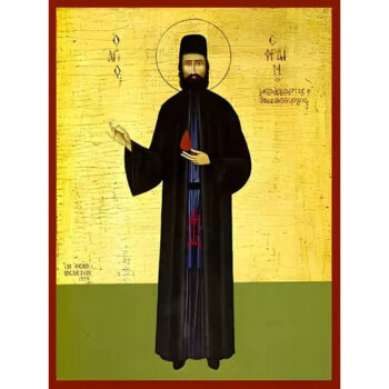 Εικόνα Ορθοδοξίας με περίγραμμα χρυσό σε ξύλο Φλαμουρίας  με  βάση Εικόνα ΑΓΙΟΣ ΕΦΡΑΙΜ, ΝΕΟΜΑΡΤΥΣ, ΟΡΟΥΣ ΑΜΩΜΩΝ, ΟΛΟΣΩΜΟΣ Χειροποίητη Ελληνορθόδοξη εικόνα του Ιησού Χριστού, Κρεμαστή πλάκα βυζαντινής τέχνης, χριστιανική τέχνη Διάσταση 40x30 cm (10,2x7,9 ίντσες)  INTRAEK-1447757864859 - Image 1