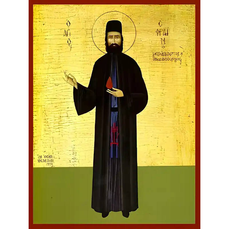 Εικόνα Ορθοδοξίας με περίγραμμα χρυσό σε ξύλο Φλαμουρίας  με  βάση Εικόνα ΑΓΙΟΣ ΕΦΡΑΙΜ, ΝΕΟΜΑΡΤΥΣ, ΟΡΟΥΣ ΑΜΩΜΩΝ, ΟΛΟΣΩΜΟΣ Χειροποίητη Ελληνορθόδοξη εικόνα του Ιησού Χριστού, Κρεμαστή πλάκα βυζαντινής τέχνης, χριστιανική τέχνη Διάσταση 40x30 cm (10,2x7,9 ίντσες)  INTRAEK-1447757864859