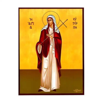 Εικόνα Ορθοδοξίας με περίγραμμα χρυσό σε ξύλο Φλαμουρίας με βάση Εικόνα Αγία Ευτέρπη Χειροποίητη Ελληνορθόδοξη , Κρεμαστή πλάκα βυζαντινής τέχνης, χριστιανική τέχνη Διάσταση 10x7 cm (3,9 x 2,8 ίντσες) INTRAEK-670629 - Image 1