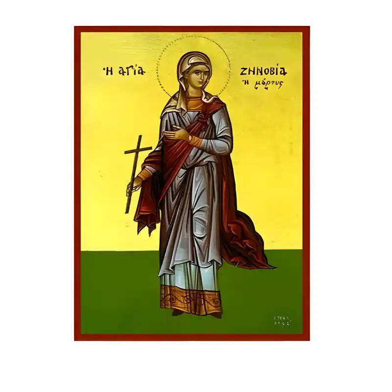 Εικόνα Ορθοδοξίας με περίγραμμα χρυσό σε ξύλο Φλαμουρίας  με  βάση Εικόνα Αγία Ζηνοβία Χειροποίητη Ελληνορθόδοξη , Κρεμαστή πλάκα βυζαντινής τέχνης, χριστιανική τέχνη Διάσταση 10x7 cm (3,9 x 2,8 ίντσες) INTRAEK-670623