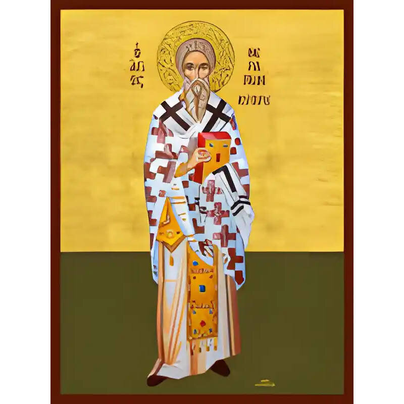 Εικόνα Ορθοδοξίας με περίγραμμα χρυσό σε ξύλο Φλαμουρίας  με  βάση Εικόνα ΑΓΙΟΣ ΘΕΡΑΠΩΝ, ΕΠΙΣΚΟΠΟΣ ΚΥΠΡΟΥ, ΟΛΟΣΩΜΟΣ Χειροποίητη Ελληνορθόδοξη εικόνα του Ιησού Χριστού, Κρεμαστή πλάκα βυζαντινής τέχνης, χριστιανική τέχνη Διάσταση 40x30 cm (10,2x7,9 ίντσες)  INTRAEK-1447757864843