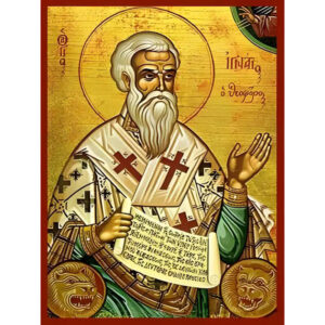 Εικόνα Ορθοδοξίας με περίγραμμα χρυσό σε ξύλο Φλαμουρίας  με  βάση Εικόνα ΑΓΙΟΣ ΙΓΝΑΤΙΟΣ ΙΕΡΟΜΑΡΤΥΣ, Ο ΘΕΟΦΟΡΟΣ, ΕΠΙΣΚΟΠΟΣ ΑΝΤΙΟΧΕΙΑΣ Χειροποίητη Ελληνορθόδοξη εικόνα του Ιησού Χριστού, Κρεμαστή πλάκα βυζαντινής τέχνης, χριστιανική τέχνη Διάσταση 40x30 cm (10,2x7,9 ίντσες)  INTRAEK-1447757864834