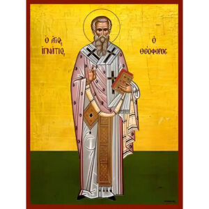 Εικόνα Ορθοδοξίας με περίγραμμα χρυσό σε ξύλο Φλαμουρίας  με  βάση Εικόνα ΑΓΙΟΣ ΙΓΝΑΤΙΟΣ ΙΕΡΟΜΑΡΤΥΣ, Ο ΘΕΟΦΟΡΟΣ, ΕΠΙΣΚΟΠΟΣ ΑΝΤΙΟΧΕΙΑΣ, ΟΛΟΣΩΜΟΣ Χειροποίητη Ελληνορθόδοξη εικόνα του Ιησού Χριστού, Κρεμαστή πλάκα βυζαντινής τέχνης, χριστιανική τέχνη Διάσταση 40x30 cm (10,2x7,9 ίντσες)  INTRAEK-1447757864833