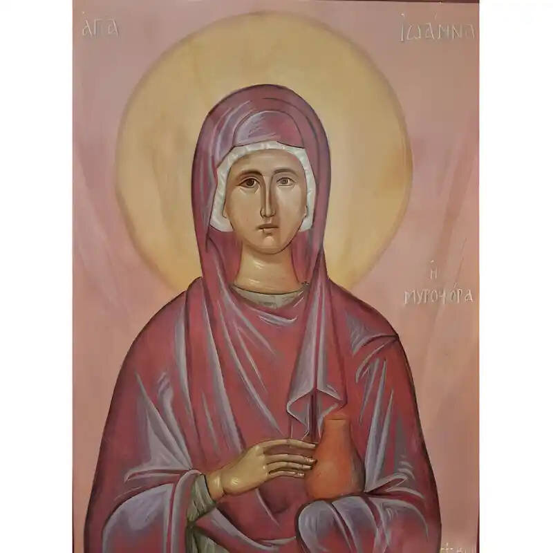 Εικόνα Ορθοδοξίας με περίγραμμα χρυσό σε ξύλο Φλαμουρίας  με  βάση Εικόνα Αγία Ιωάννα Χειροποίητη Ελληνορθόδοξη , Κρεμαστή πλάκα βυζαντινής τέχνης, χριστιανική τέχνη Διάσταση 10x7 cm (3,9 x 2,8 ίντσες) INTRAEK-670603