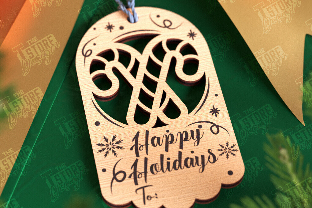 Intra απο ξύλο plywood  Χρώμα wenge 3mm-4mm πάχος - Χριστουγεννιάτικη ετικέτα | Ετικέτα δώρου | Διακοπές |CNC Δίασταση 15x15 cm INTRAFABR-101185247