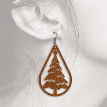 Intra απο ξύλο plywood Χρώμα wenge 3mm-4mm πάχος - Χριστουγεννιάτικα σκουλαρίκια δάκρυ - Δίασταση 3x3 cm INTRAFABR-111317757 - Image 3